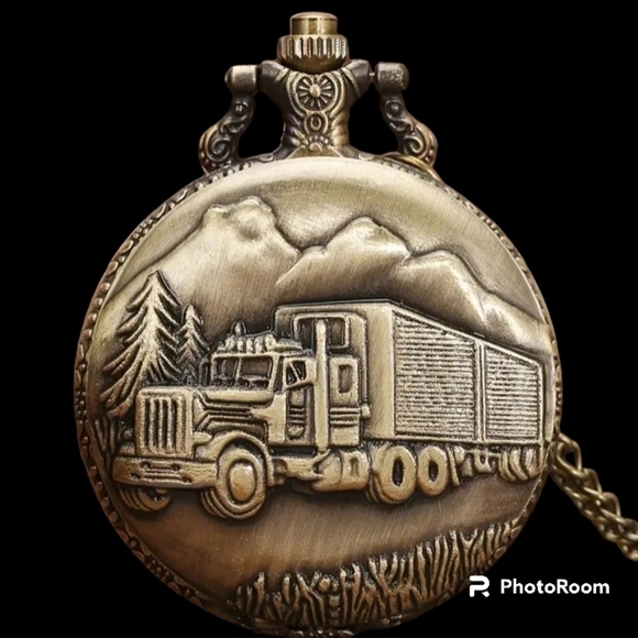 New In package Pocket watch 16" chain Bronge Trucker new - Picture 14 of 14